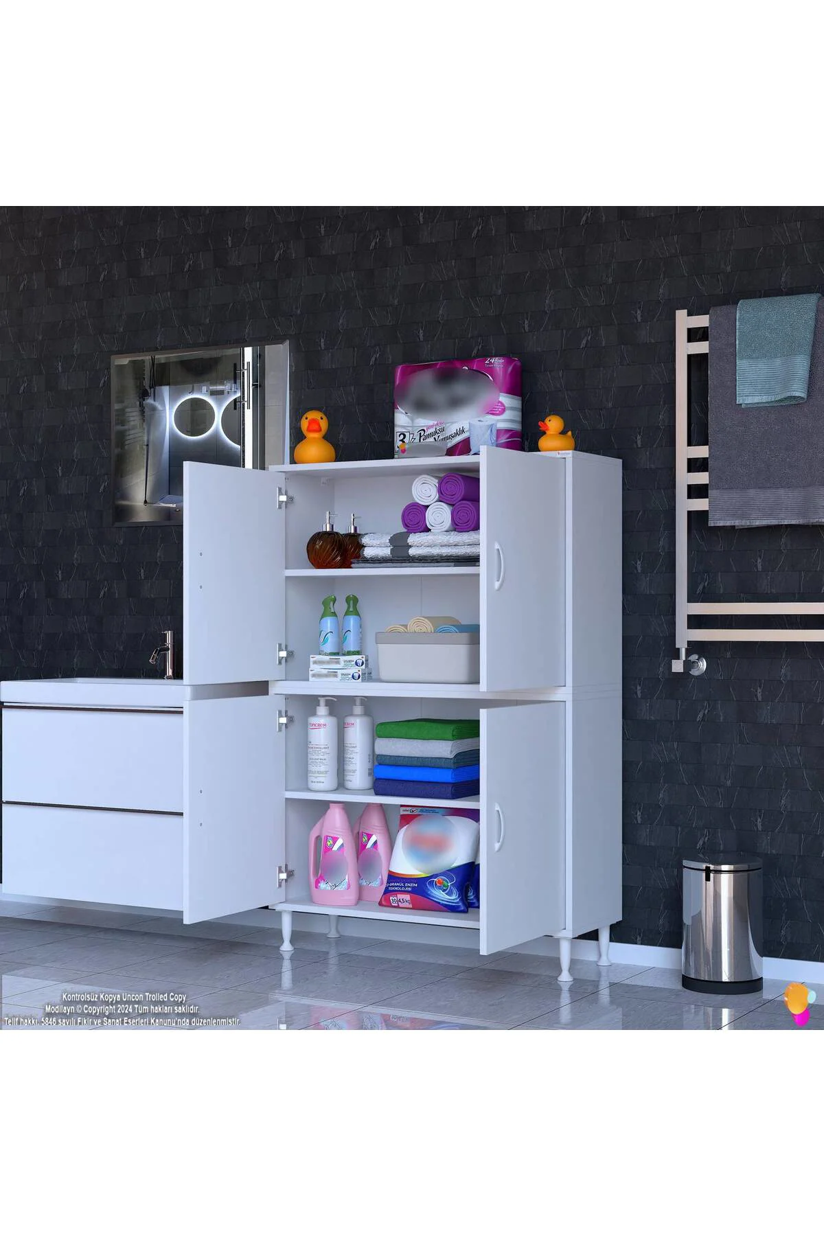 Nuve Geniş Depolama Alanlı Dolap 95 cm Banyo/Mutfak Çok Fonksiyon Nuve Geniş Depolama Alanlı Dolap 95 cm Banyo/Mutfak Çok Fonksiyon