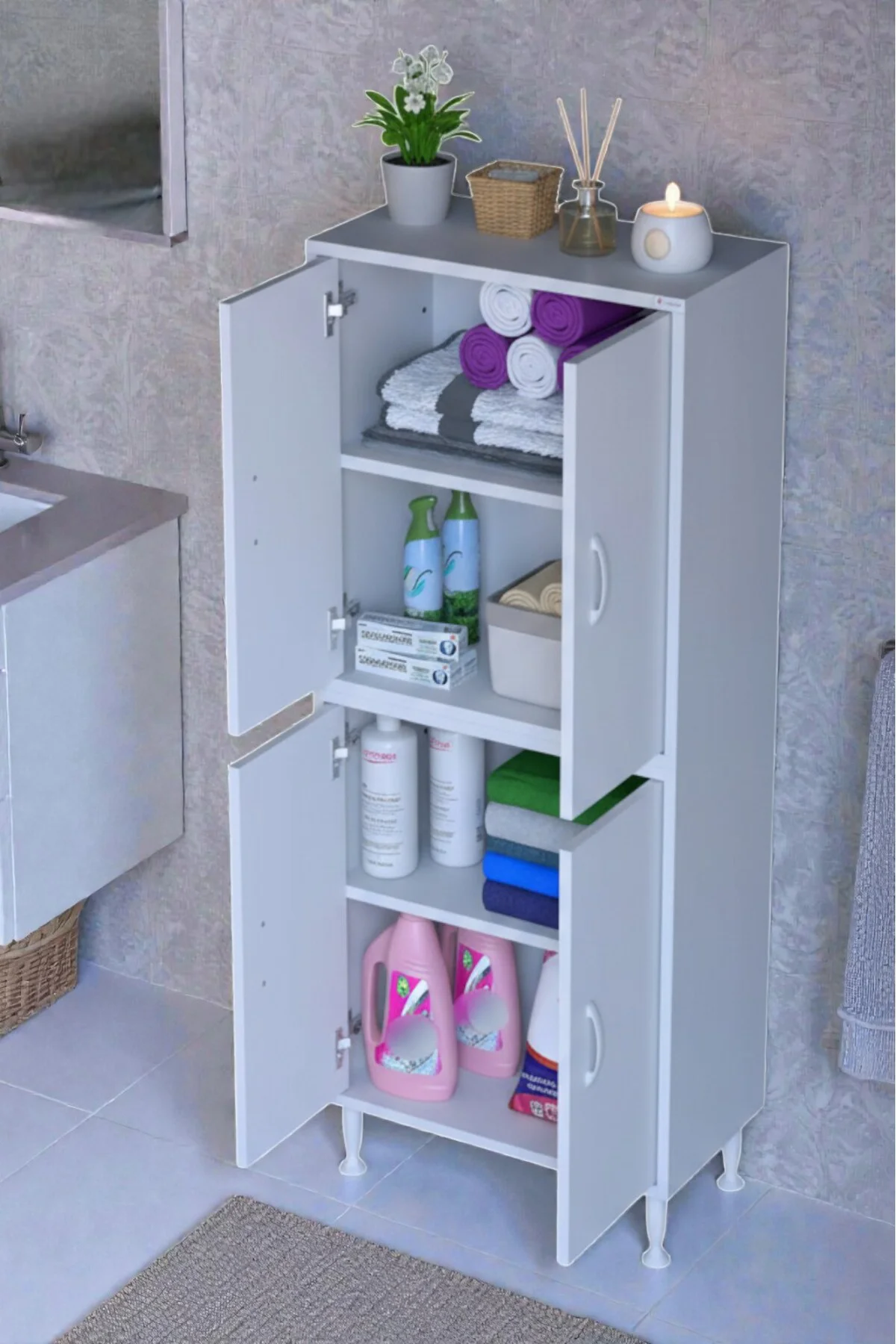 Nuve Geniş Depolama Alanlı Dolap 60 cm Banyo/Mutfak Çok Fonksiyon