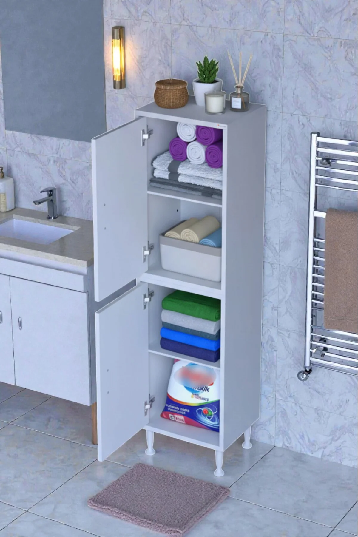 Nuve Geniş Depolama Alanlı Dolap 35 cm Banyo/Mutfak Çok Fonksiyon