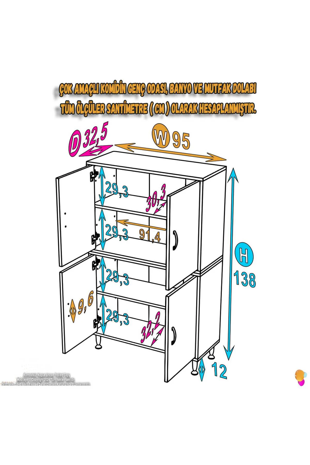 Nuve Geniş Depolama Alanlı Dolap 95 cm Banyo/Mutfak Çok Fonksiyon Nuve Geniş Depolama Alanlı Dolap 95 cm Banyo/Mutfak Çok Fonksiyon