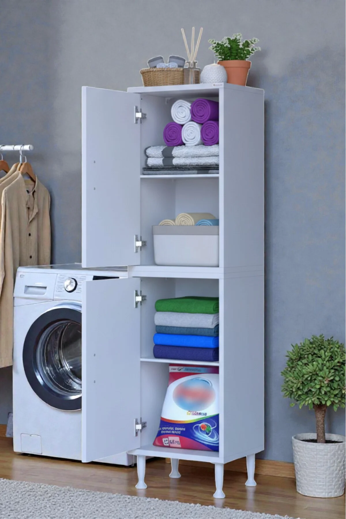Nuve Geniş Depolama Alanlı Dolap 50 cm Banyo/Mutfak Çok Fonksiyon