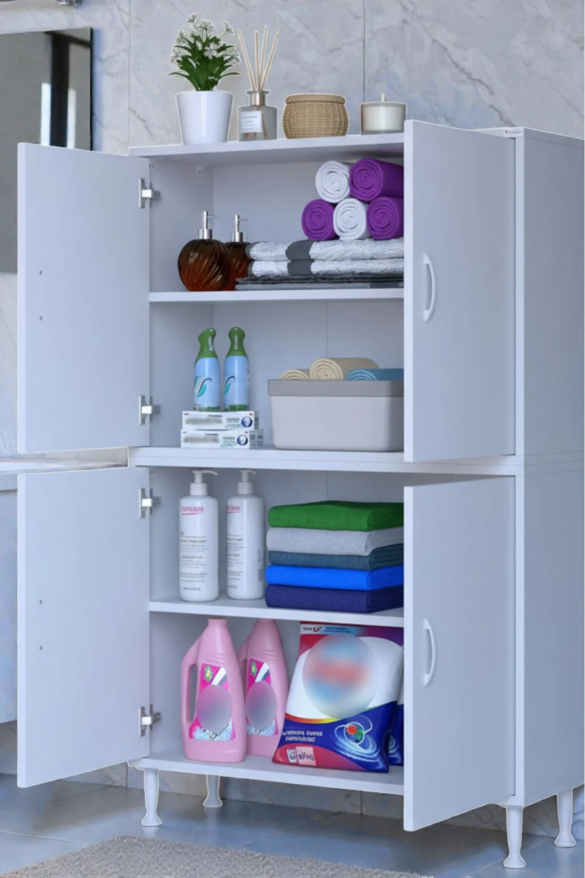 Nuve Geniş Depolama Alanlı Dolap 90 cm Banyo/Mutfak Çok Fonksiyon