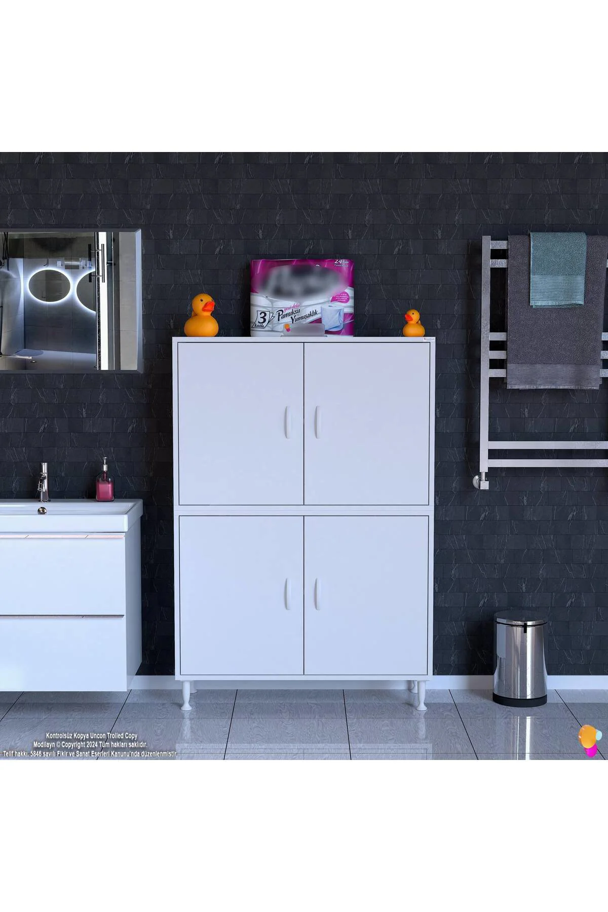 Nuve Geniş Depolama Alanlı Dolap 95 cm Banyo/Mutfak Çok Fonksiyon Nuve Geniş Depolama Alanlı Dolap 95 cm Banyo/Mutfak Çok Fonksiyon
