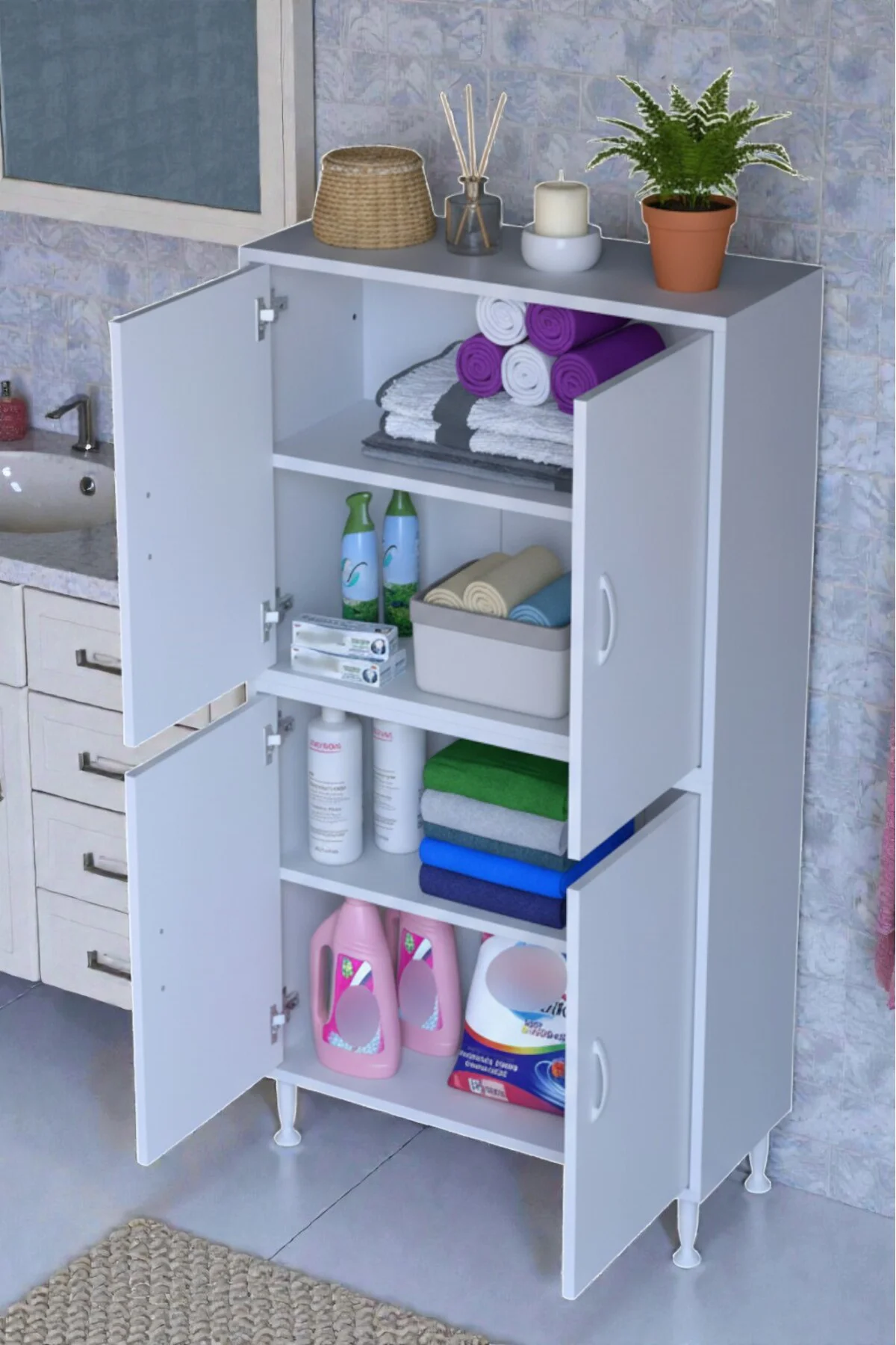 Nuve Geniş Depolama Alanlı Dolap 70 cm Banyo/Mutfak Çok Fonksiyon