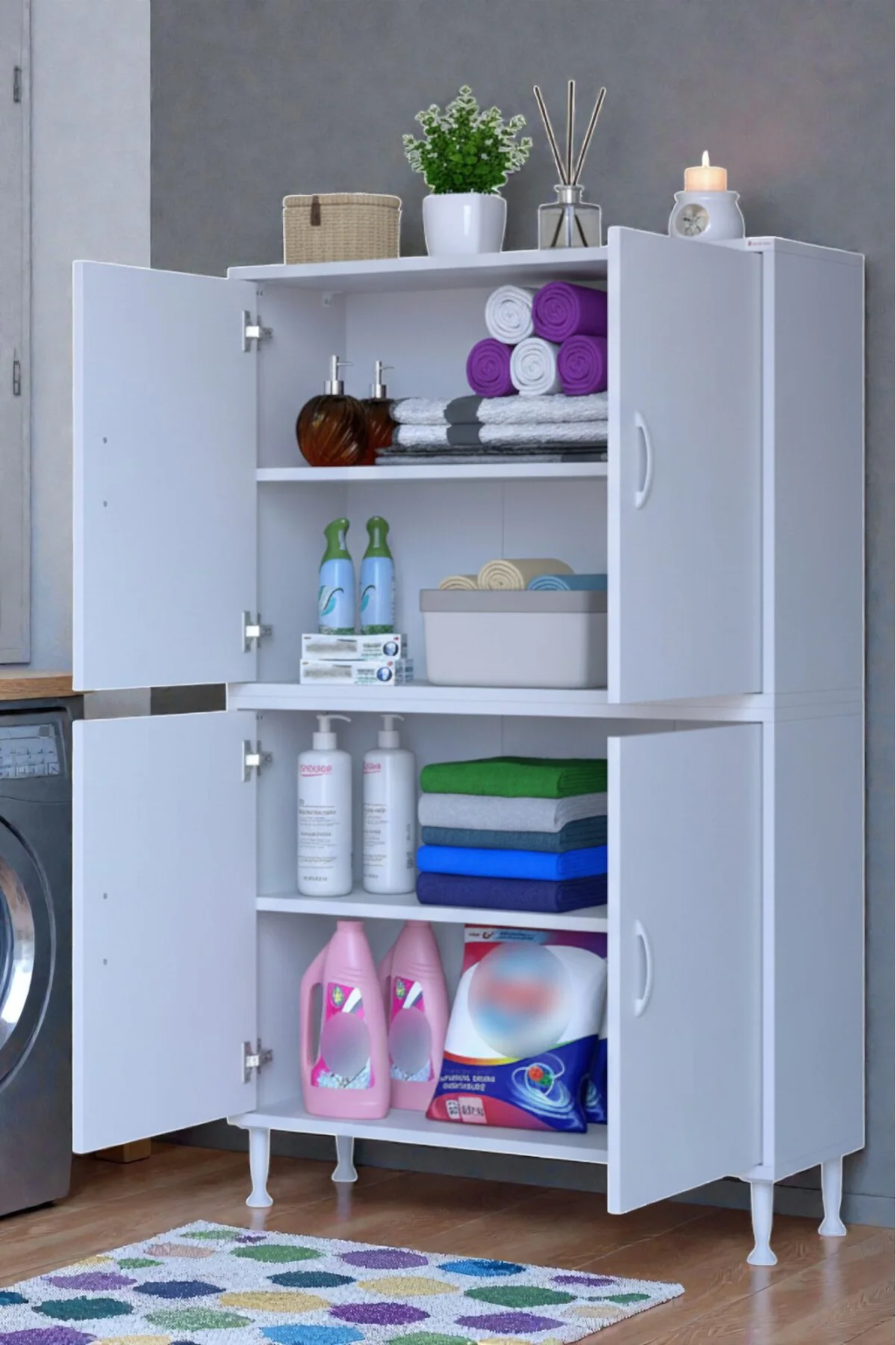 Nuve Geniş Depolama Alanlı Dolap 100 cm Banyo/Mutfak Çok Fonksiyo