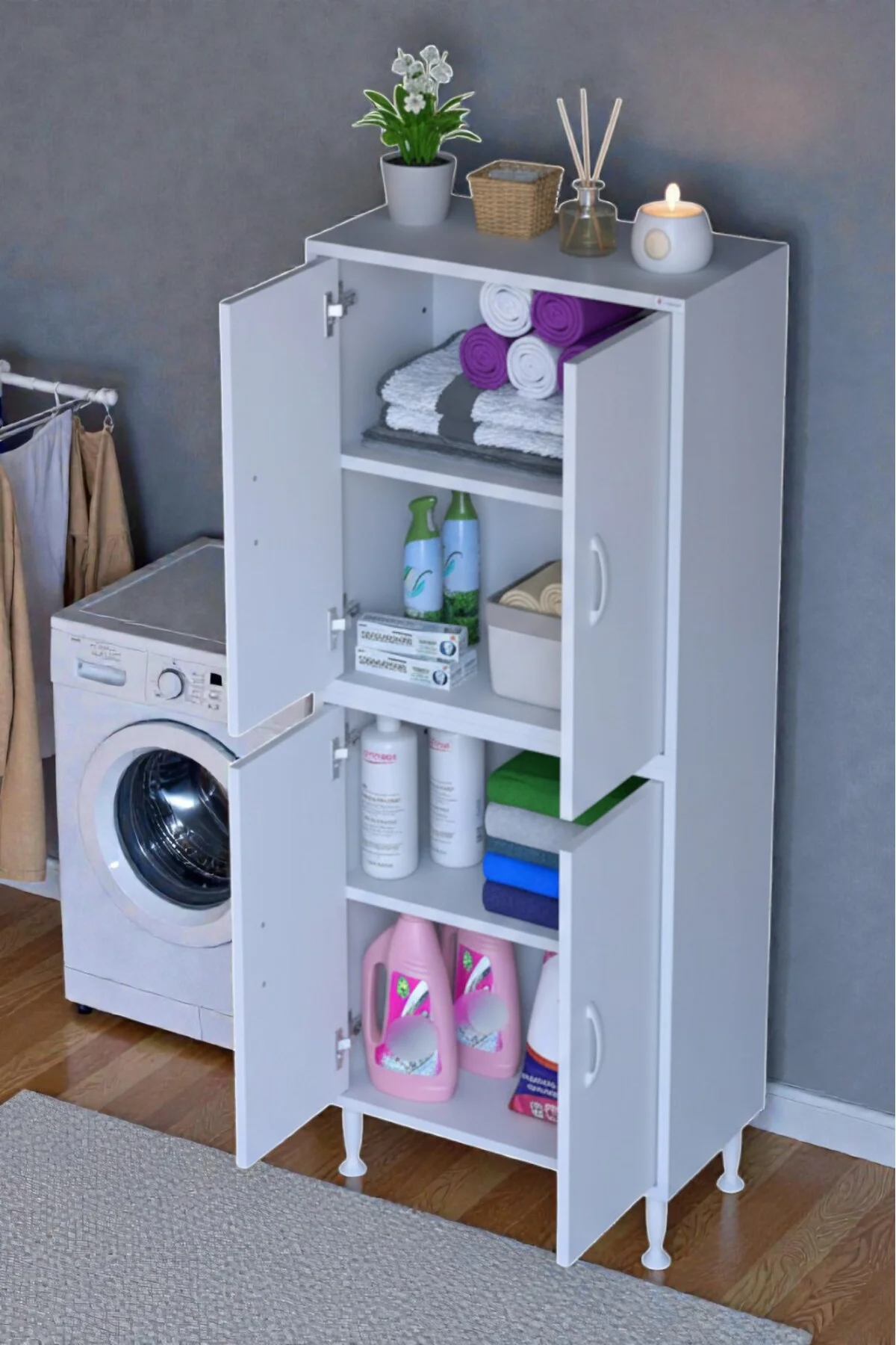 Nuve Geniş Depolama Alanlı Dolap 55 cm Banyo/Mutfak Çok Fonksiyon
