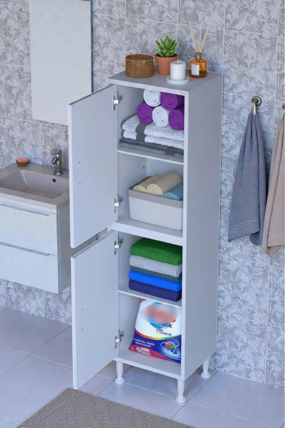 Nuve Geniş Depolama Alanlı Dolap 40 cm Banyo/Mutfak Çok Fonksiyon Nuve Geniş Depolama Alanlı Dolap 40 cm Banyo/Mutfak Çok Fonksiyon