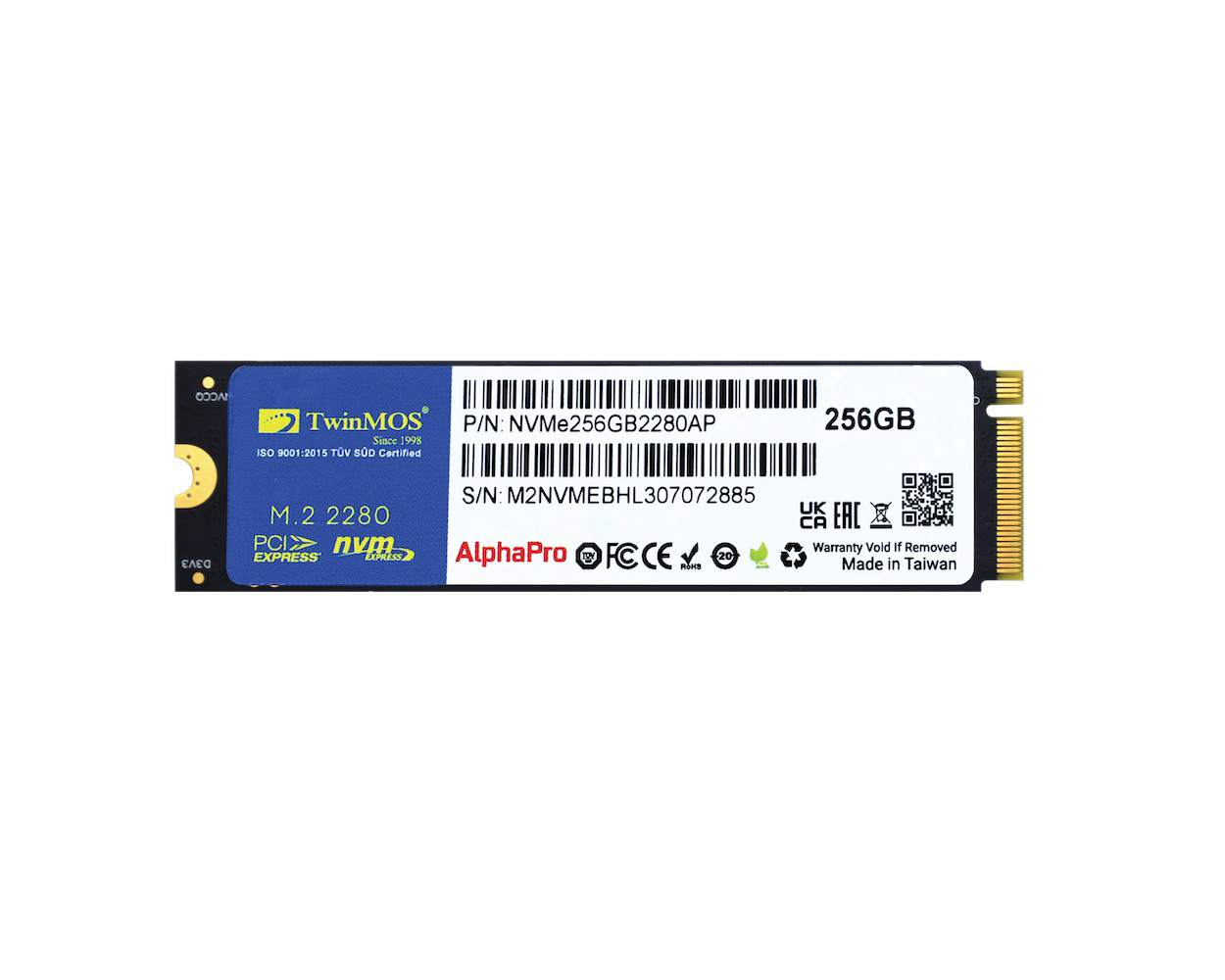 Twinmos Nvme256gb2280ap, Alphapro, 256Gb, M.2  Pcie Nvme, Gen3, Ssd, 3600