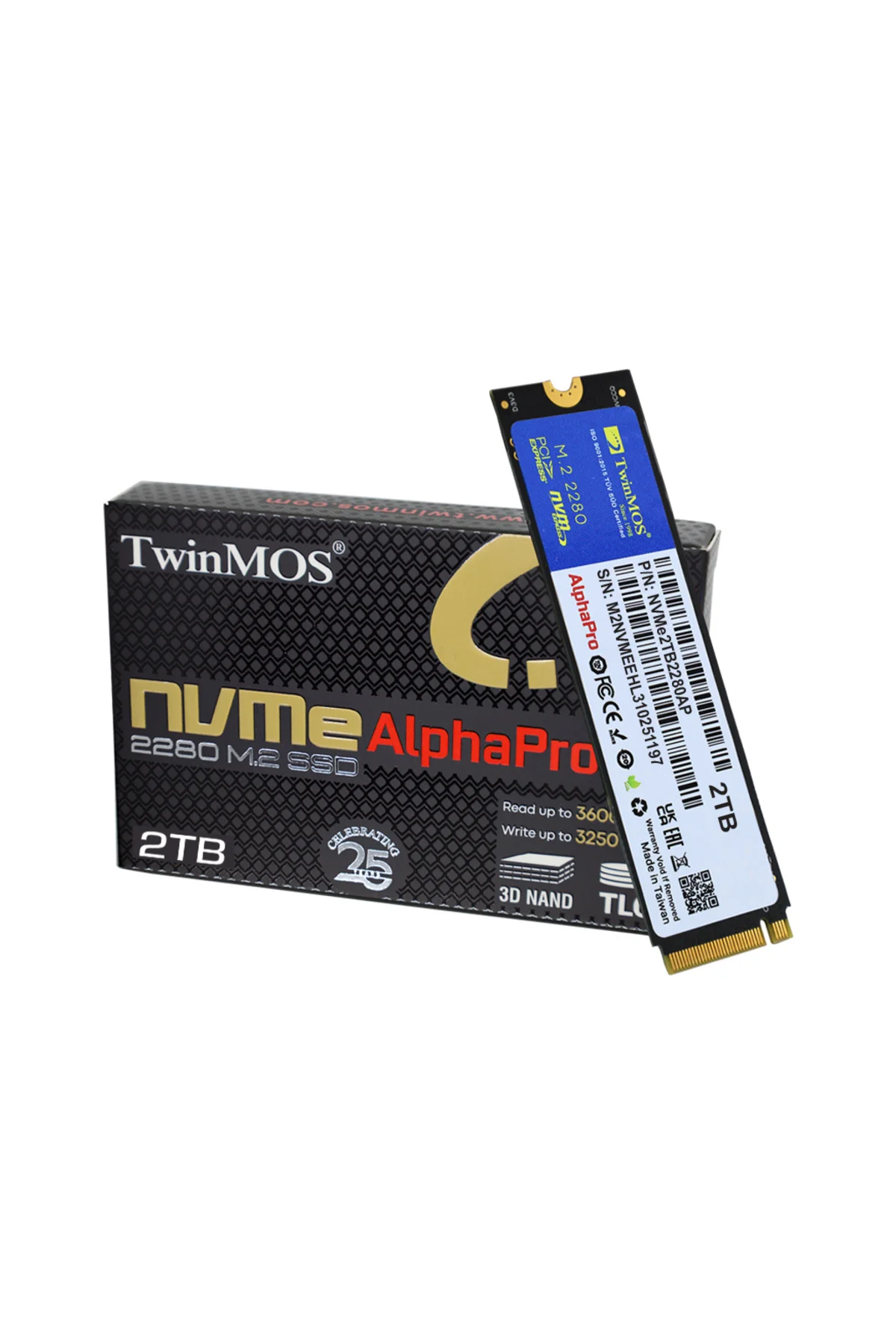 NVMe2TB2280AP, AlphaPro, 2TB, 3600-3250Mb/s, Gen3, NVMe PCIe M.2 