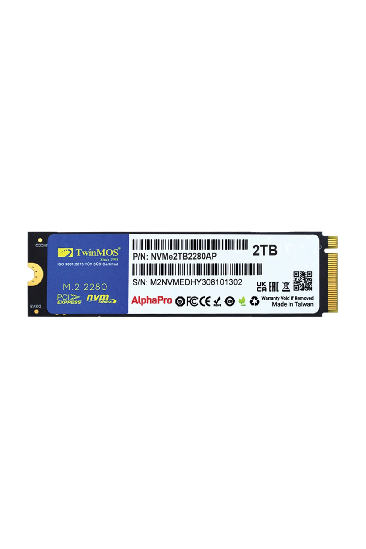 NVMe2TB2280AP, AlphaPro, 2TB, 3600-3250Mb/s, Gen3, NVMe PCIe M.2 