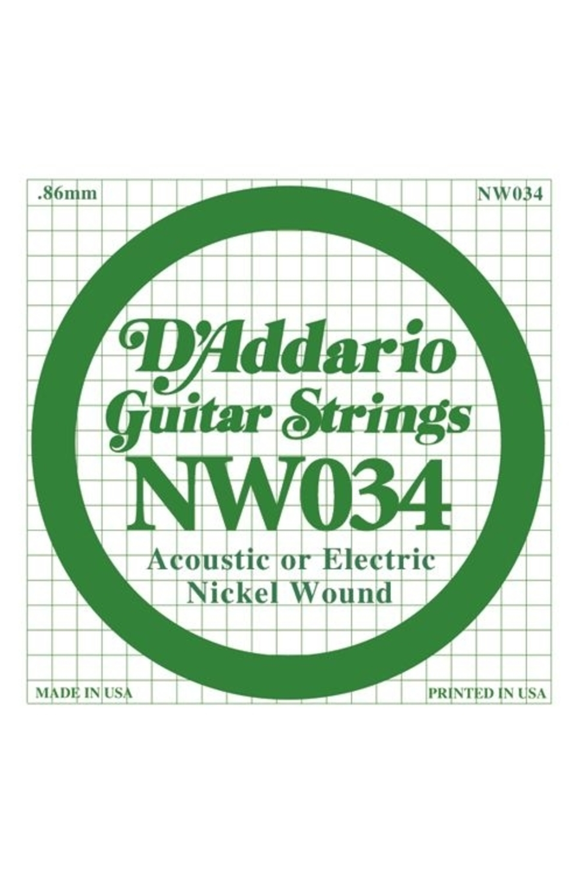 Daddario Nw034 Elektro Ve Akustik Tek Tel, (La), Nickel