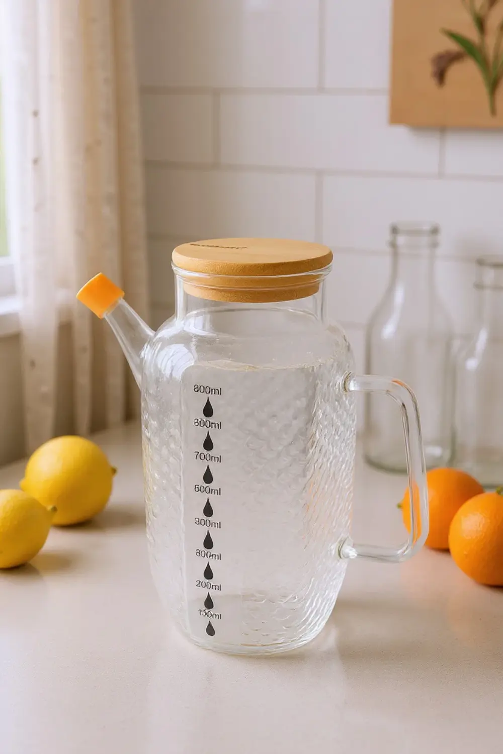 Nytro Bambu Kapaklı Cam Sürahi 1000ml