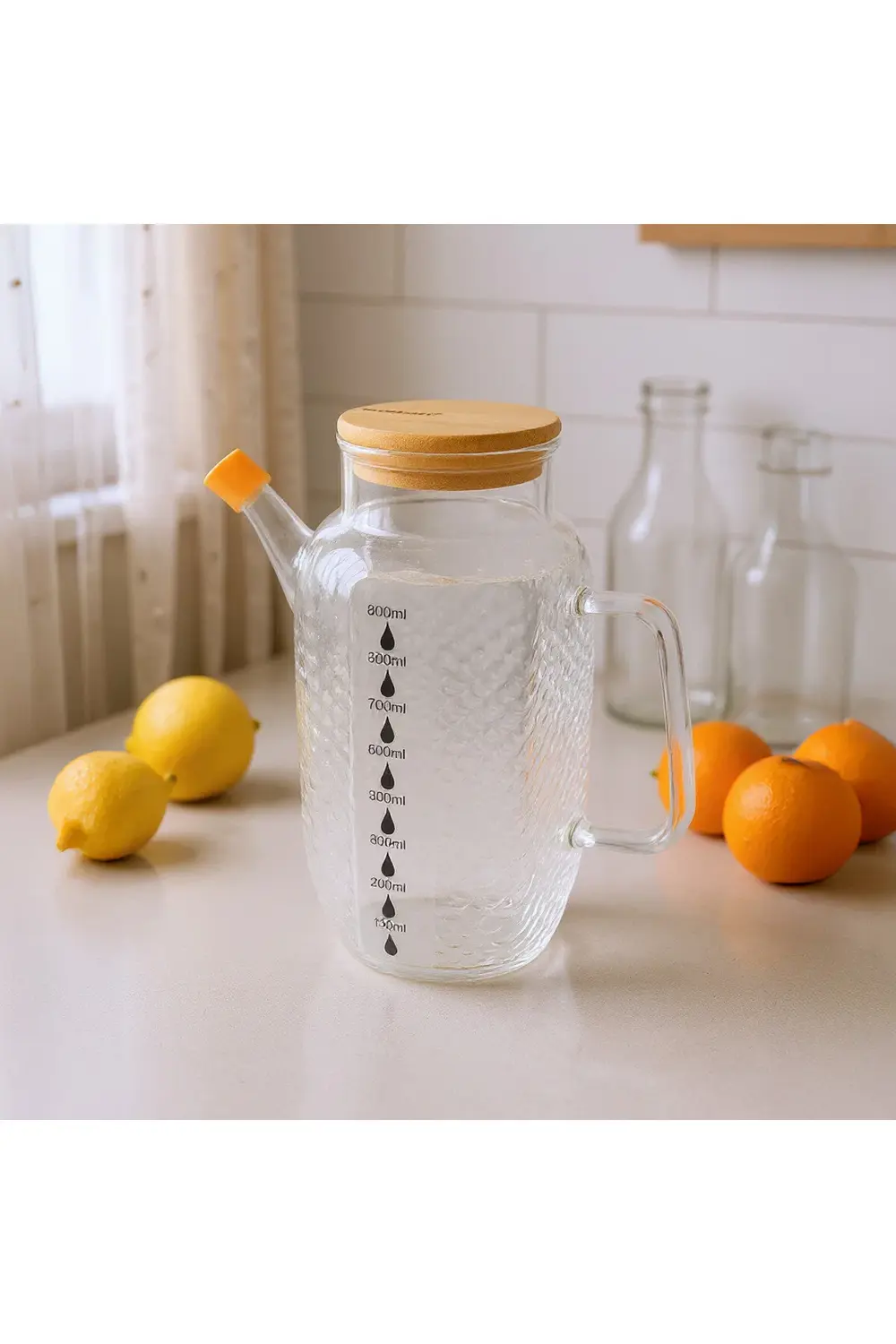 Nytro Bambu Kapaklı Cam Sürahi 1000ml