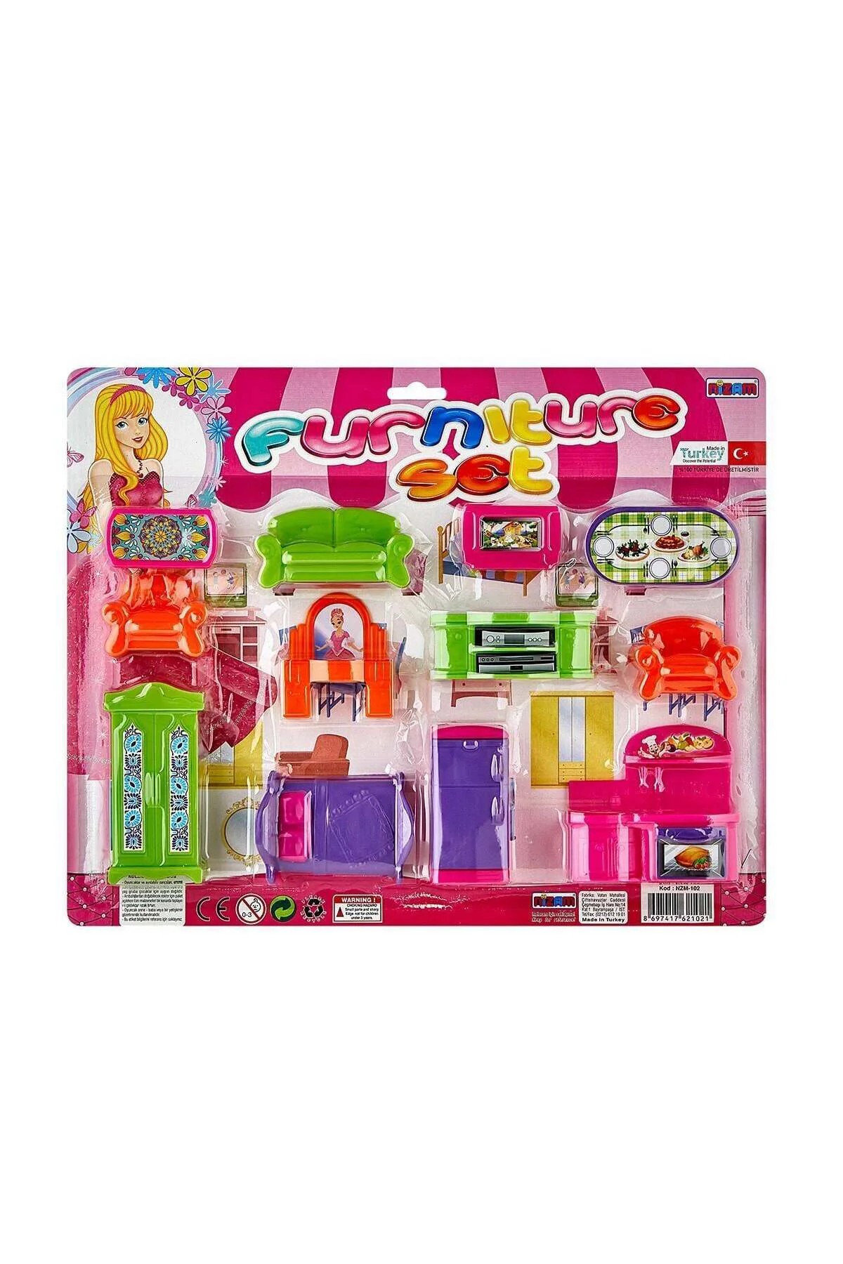 Nzm-102 Nizam, Mini Furniture- Büyük Eşya Seti / +3 Yaş