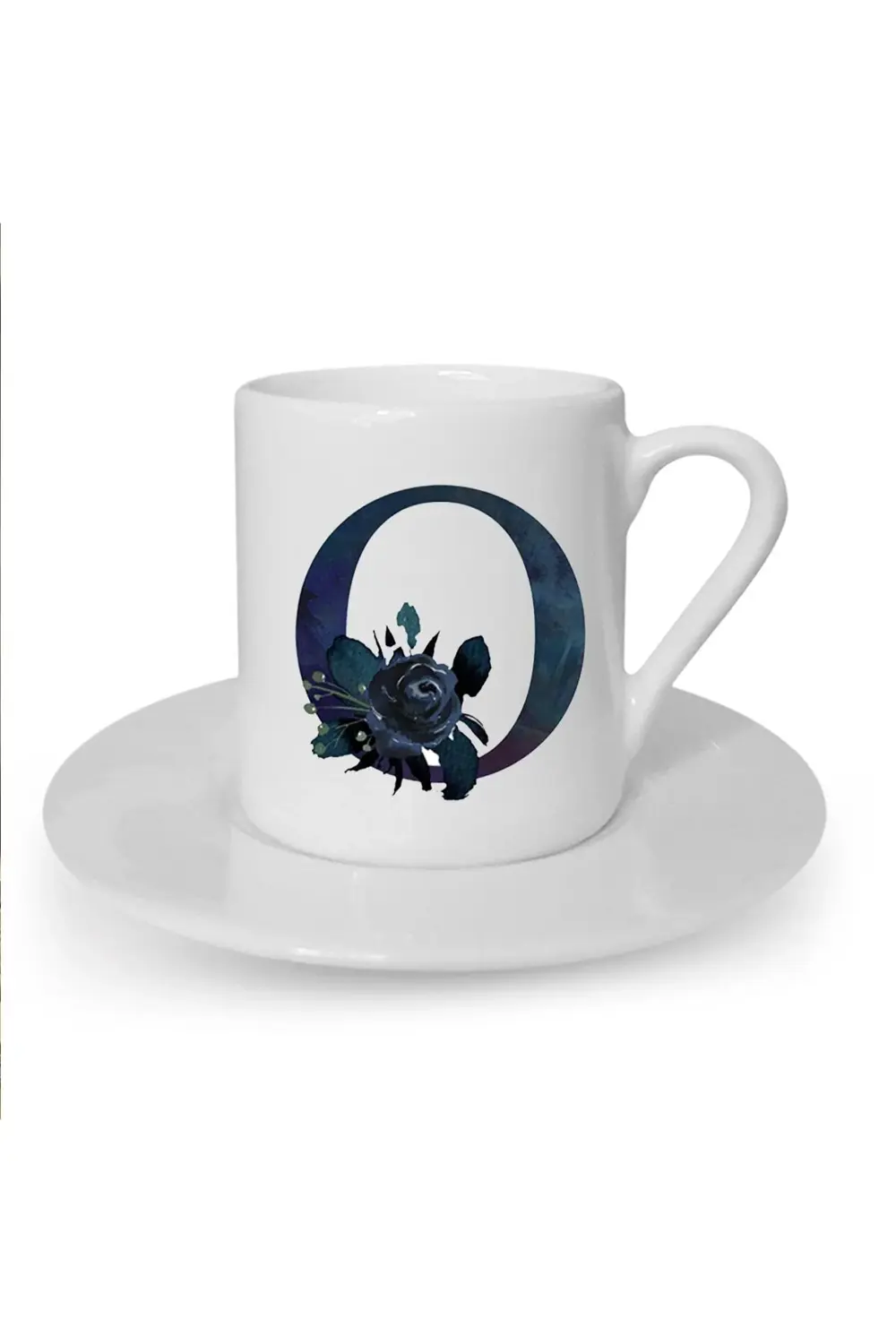 O Harfi Baskılı Beyaz Türk Kahvesi Fincanı