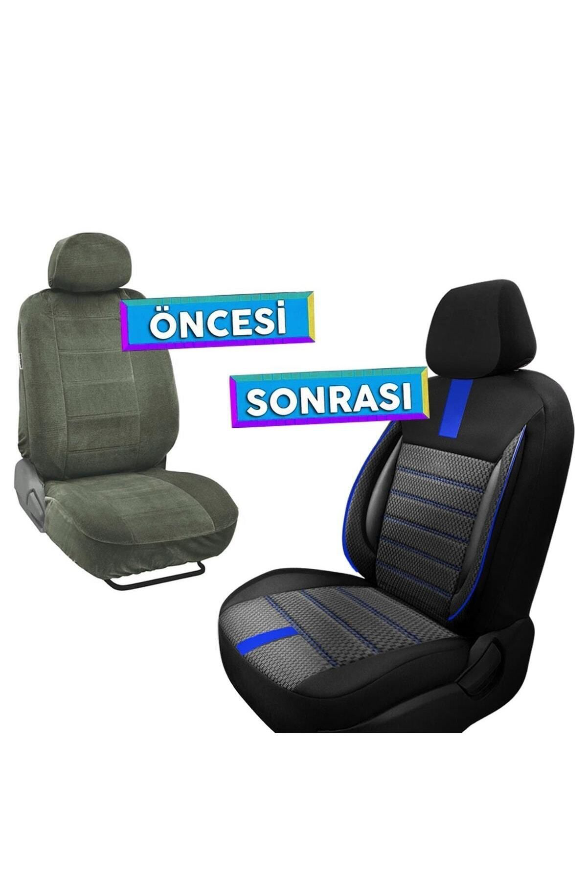 Oasis Serisi Pamuklu Dokuma Kumaş Deri Detaylı Oto Koltuk Kılıfı 