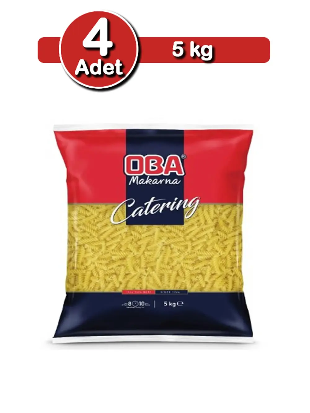 Oba Burgu Makarna 5 Kg X 4 Adet | Uzun Süreli Stok Paketi
