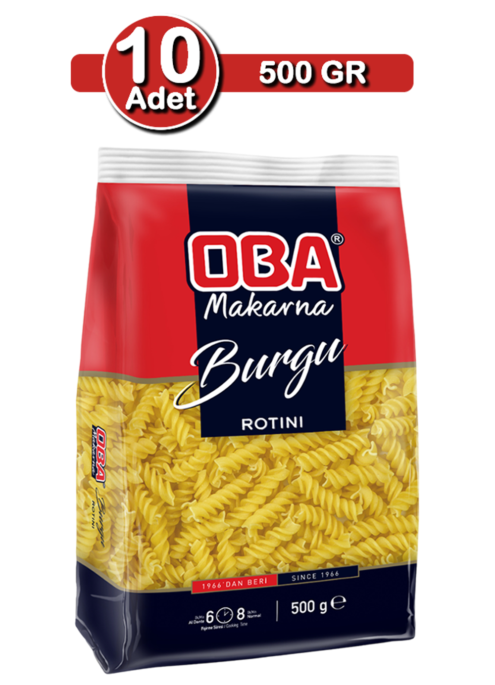 Oba Burgu Makarna 500 G X 10 Adet | Aile Ve Ev Tipi Paket