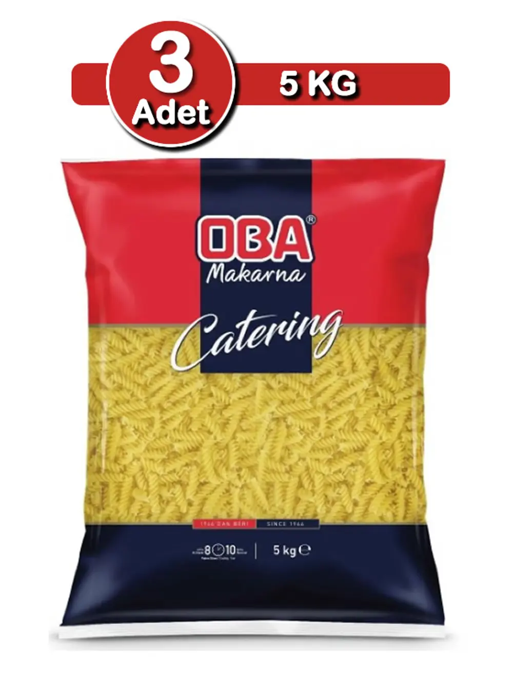 Oba Fiyonk Makarna 5 Kg X 3 Adet | Uzun Süreli Stok Paketi
