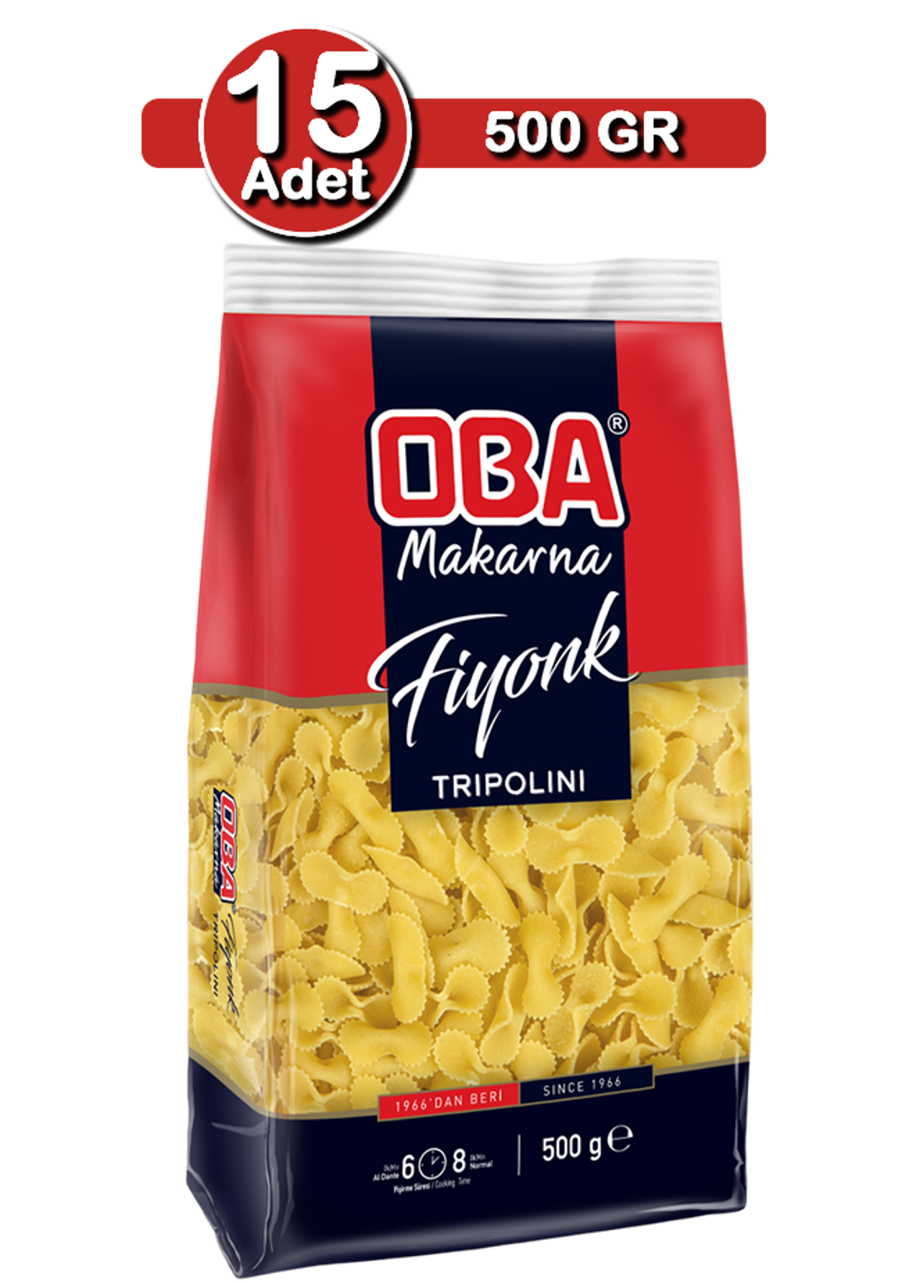 Oba Fiyonk Makarna 500 G X 15 Adet | Kalabalık Sofra Paketi