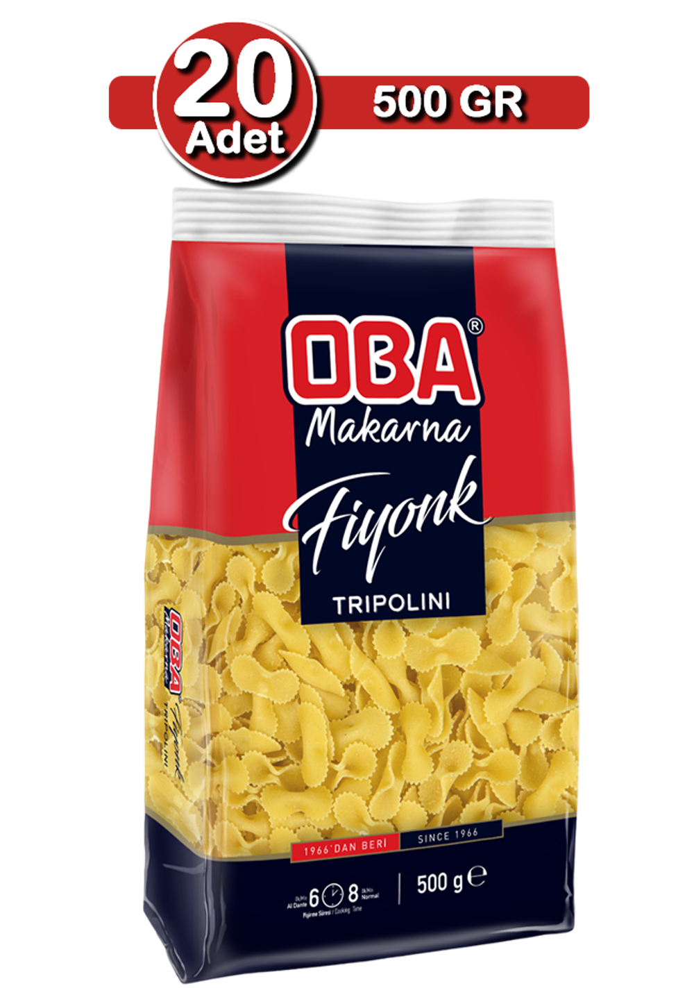 Oba Fiyonk Makarna 500 G X 20 Adet | Toplu Kullanım Paketi
