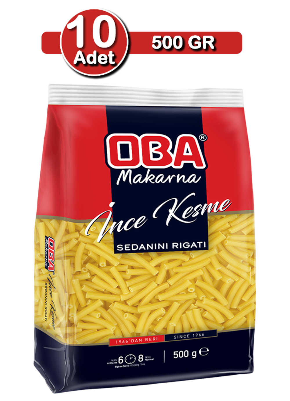 Oba İnce Kesme Makarna 500 G X 10 Adet | Çoklu Aile Paketi