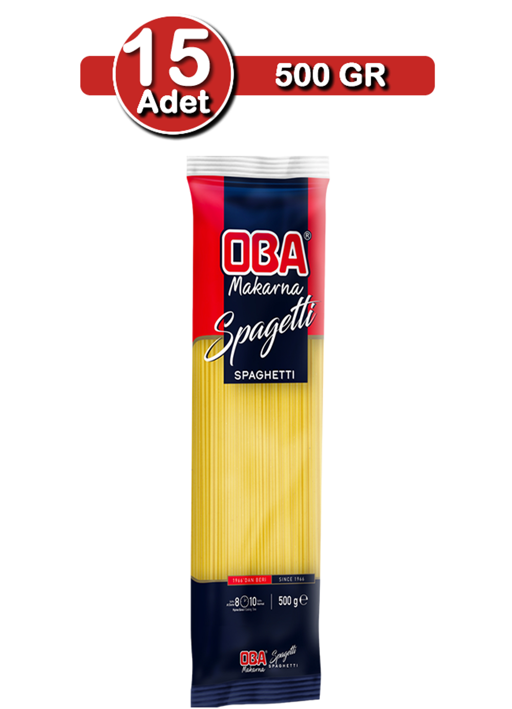 Oba Spagetti Makarna 500 G X 15 Adet | Aile Boyu Paket
