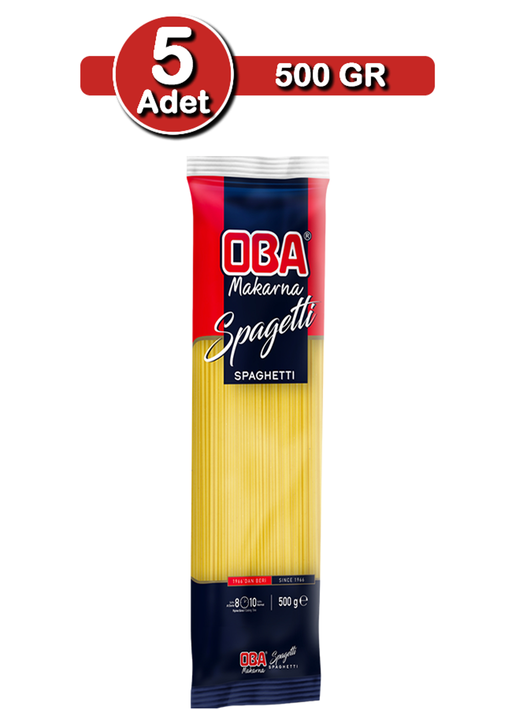 Oba Spagetti Makarna 500 G X 5 Adet | Aile Tipi Çoklu Paket
