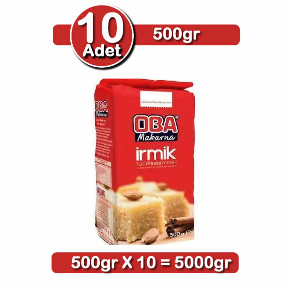 Oba Tatlılık İrmik 500 g x 10 Adet | Helvalık – Şekerparelik