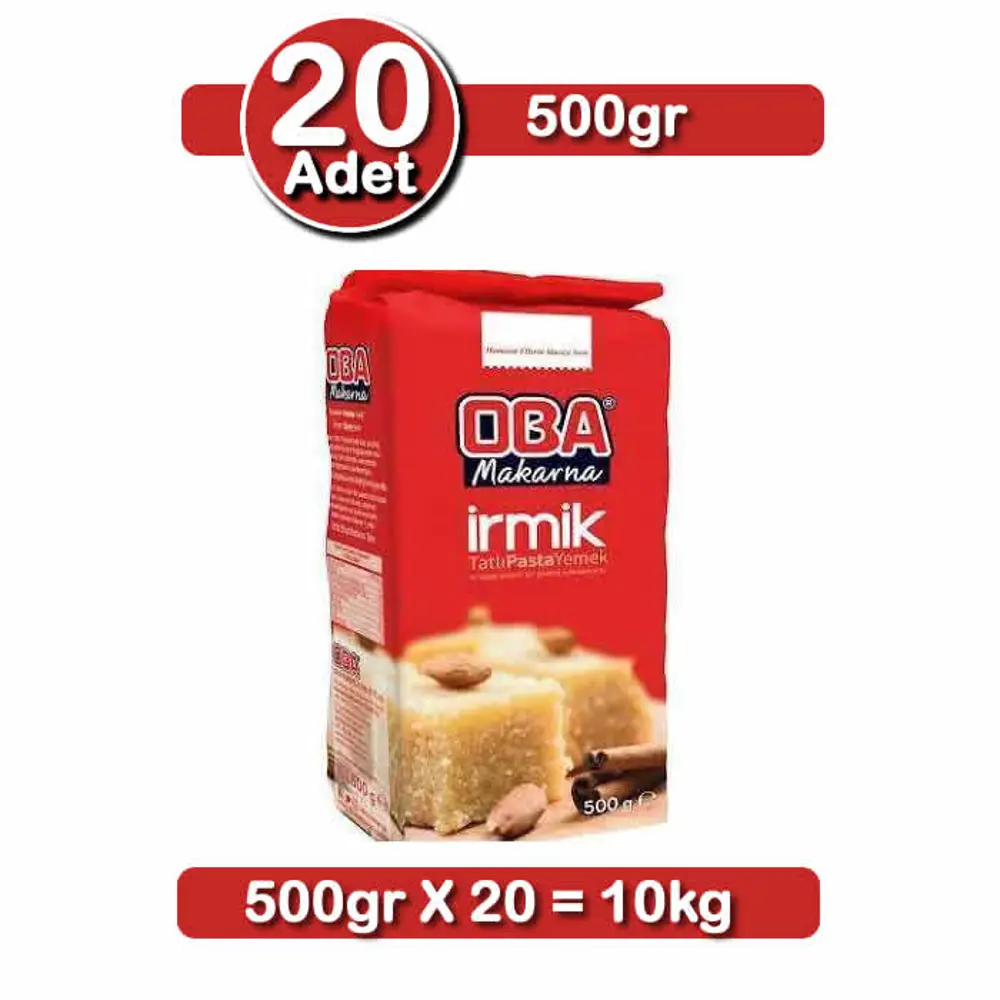 Oba Tatlılık İrmik 500 g X 20 Adet | Helvalık – Şekerparelik