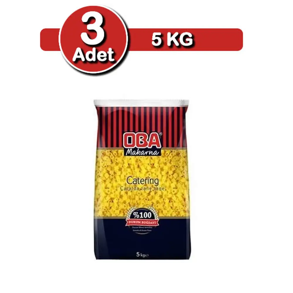 Oba Yüksük Makarna 5 Kg x 3 Adet | Uzun Ömürlü Çorbalık Paket