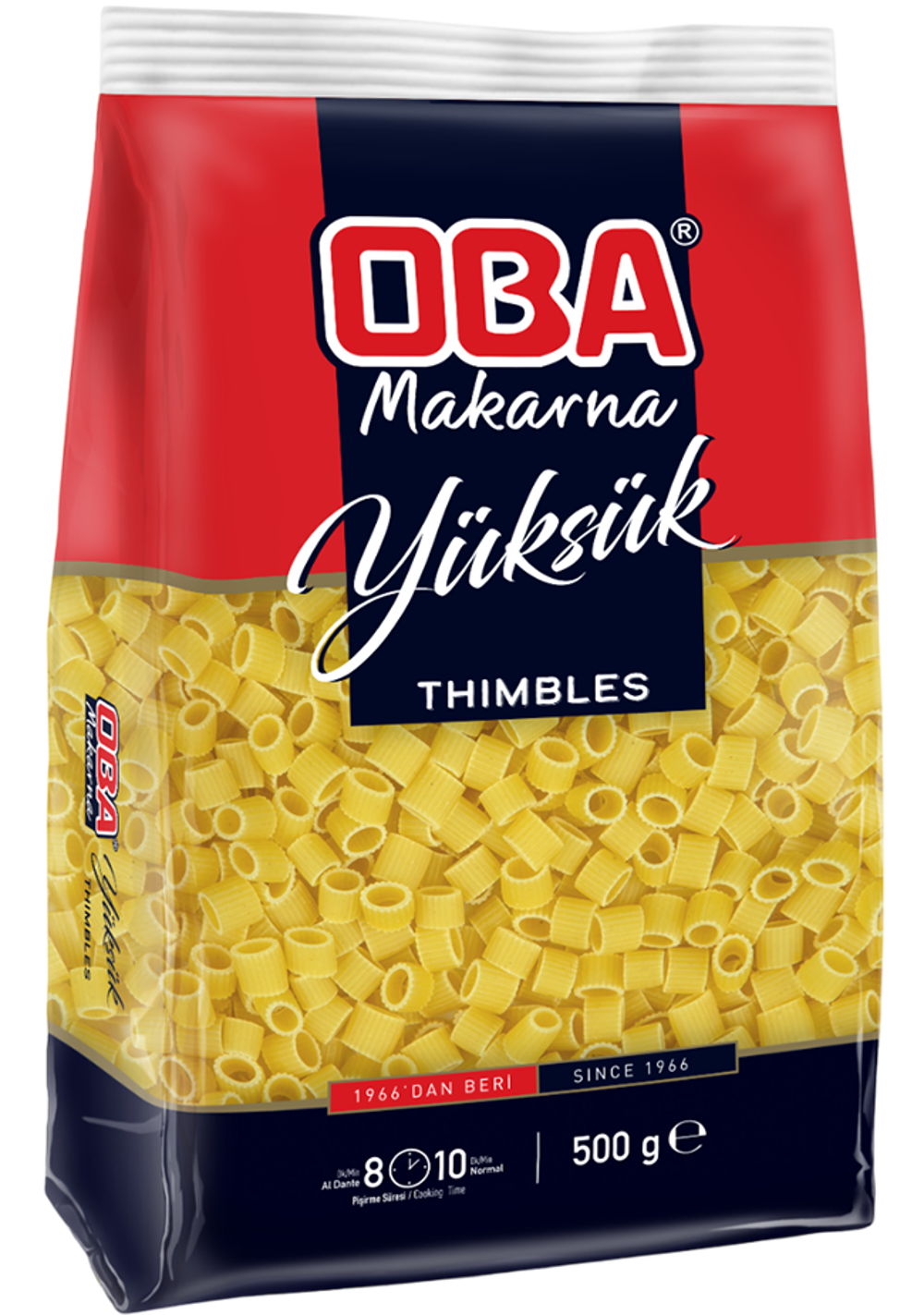 Oba Yüksük Makarna 500 G X 10 Adet | Çoklu Aile Paketi