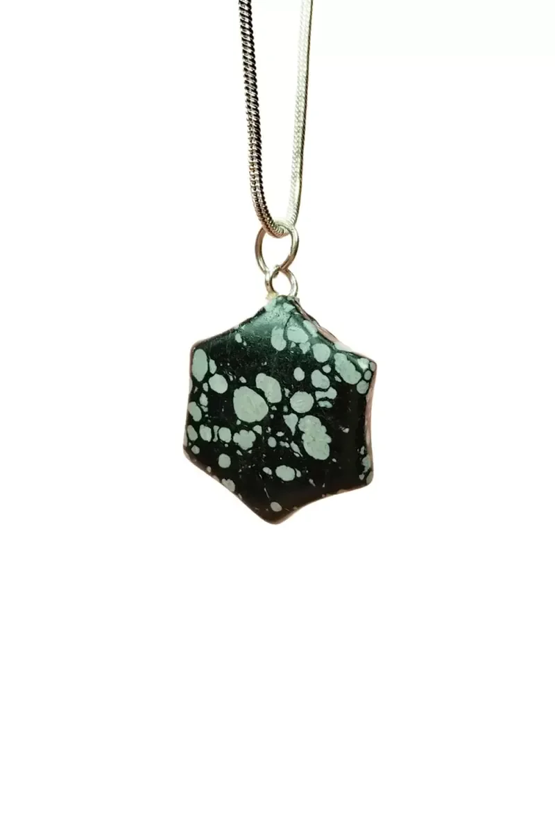 Obsidyen Doğal Taşı Zincirli El Yapımı Kolye Uç: 2 cm Zincir: 20 