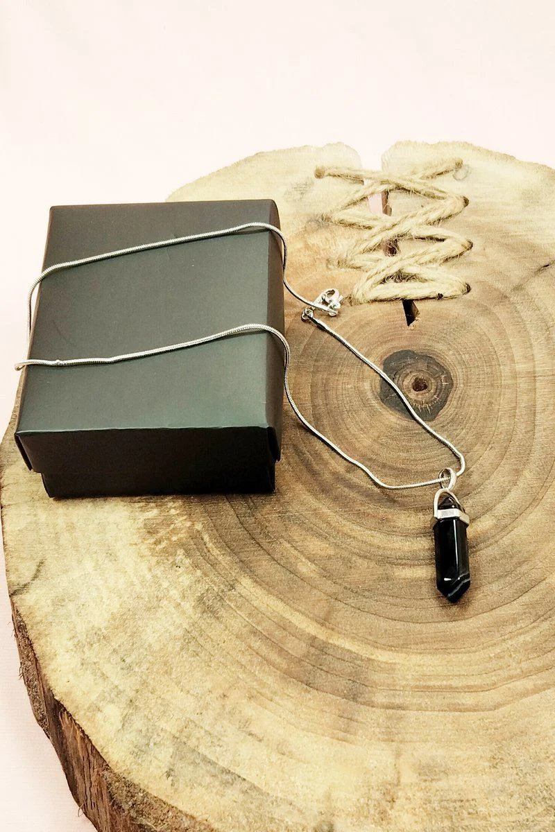 Obsidyen Doğal Taşlı El Yapımı Kolye - 3,5 cm Uç 20 cm Zincir Fiyatı, Yorumları ve Özellikleri