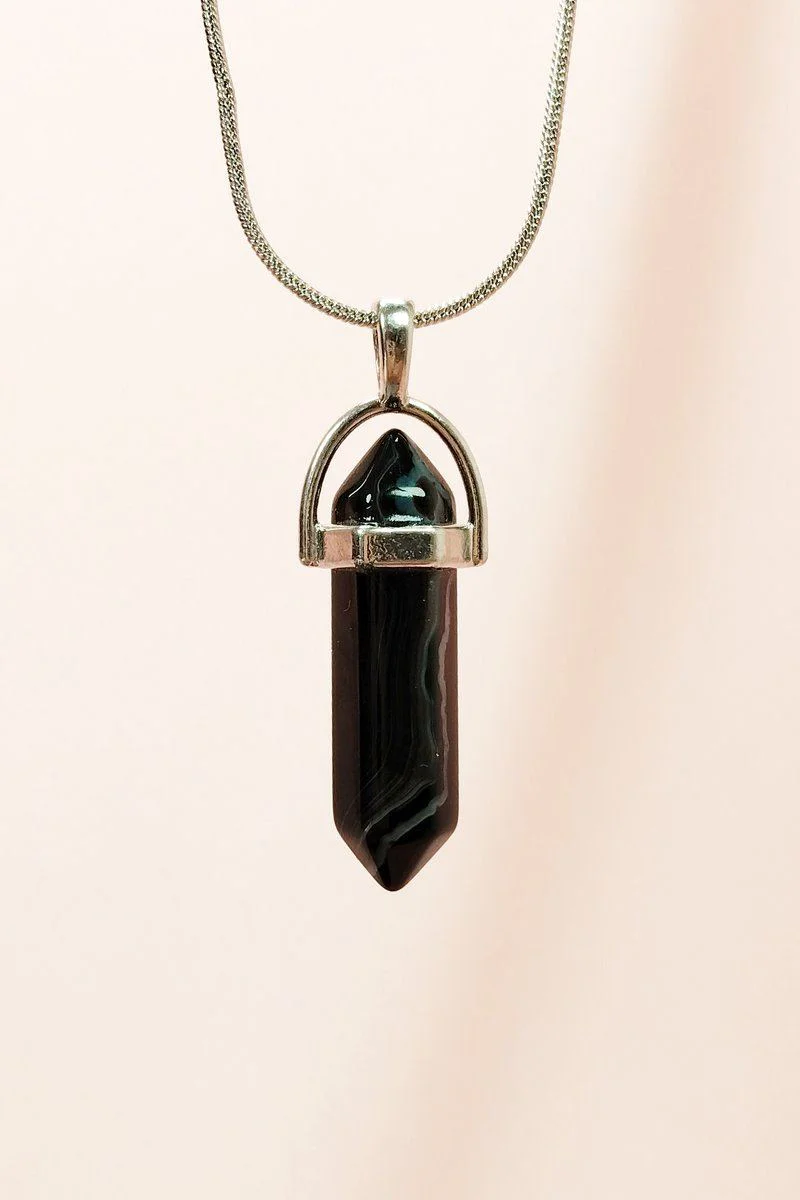 Obsidyen Doğal Taşlı El Yapımı Kolye - 3,5 cm Uç 20 cm Zincir Fiyatı, Yorumları ve Özellikleri