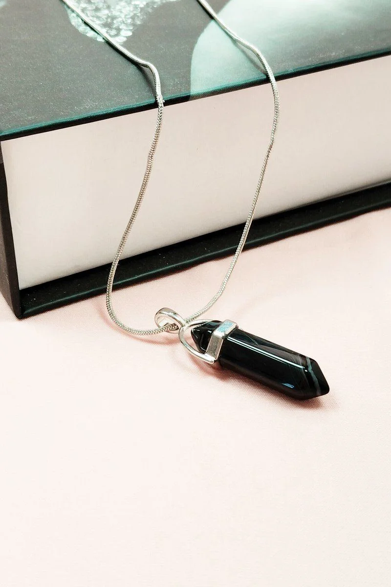 Obsidyen Doğal Taşlı El Yapımı Kolye - 3,5 cm Uç 20 cm Zincir Fiyatı, Yorumları ve Özellikleri
