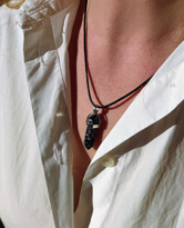 OBSİDYEN DOĞALTAŞ PANDÜL KOLYE-DOĞALTAŞKOL7