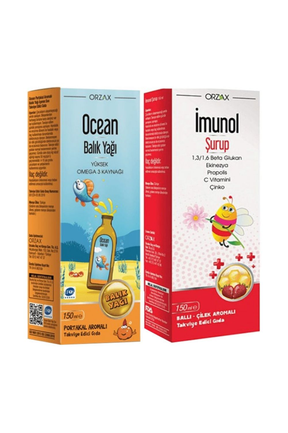 Ocean  Balık Yağı Portakal Aromalı 150 Ml + İmunol Şurup 150 Ml - 