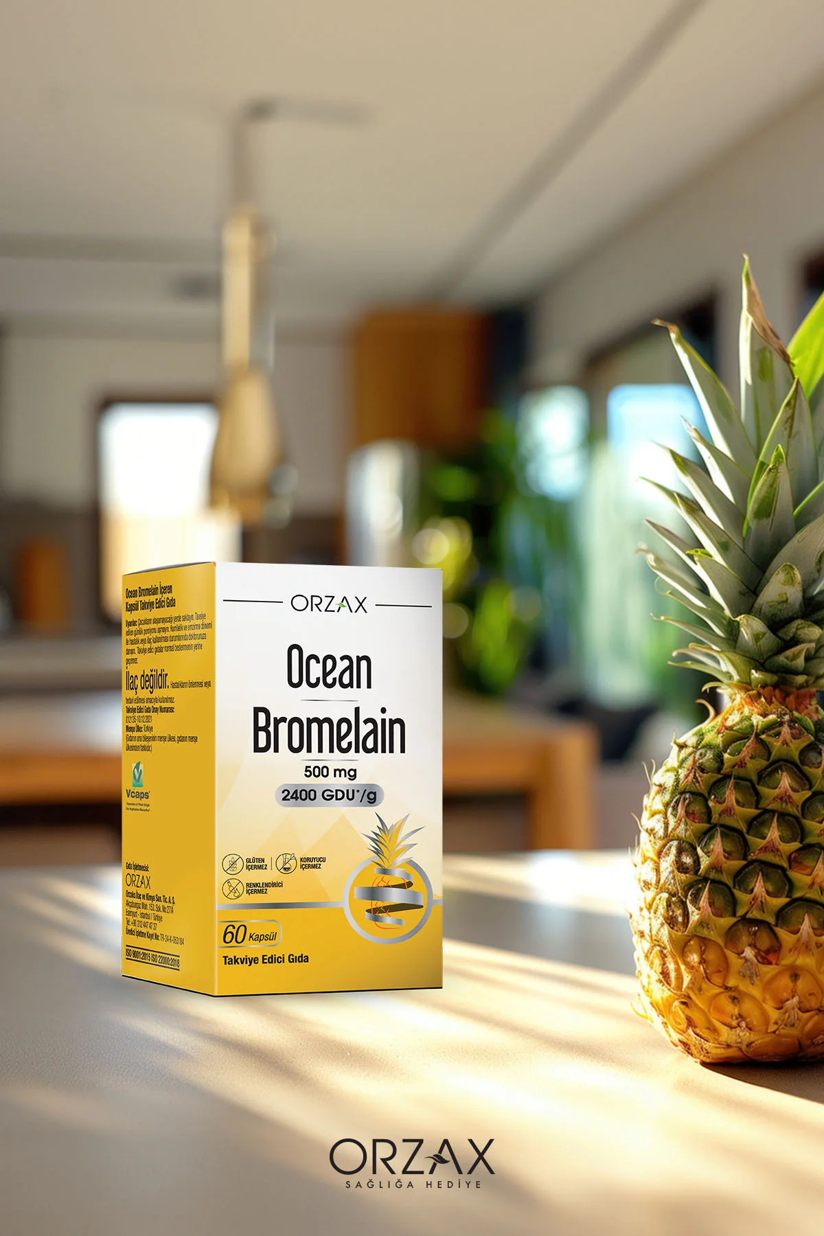 Ocean Bromelain 500 Mg 2400 GDU /g Takviye Edici Gıda 60 Kapsül
