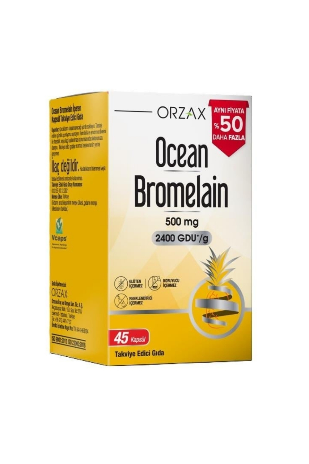 Ocean Bromelain 500 mg 45 Kapsül x 2 Adet