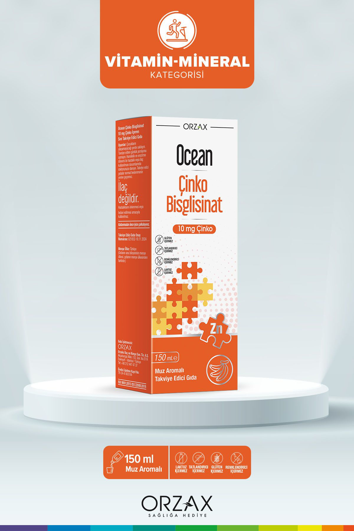 Ocean Çinko Bisglisinat 10 mg 150 ml - Muz Aromalı
