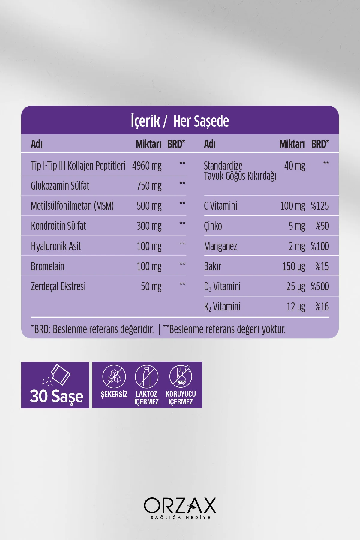 Ocean Colflex Standardize Tavuk Göğsü Kıkırdağı ( UC-II ) 30 Saşe