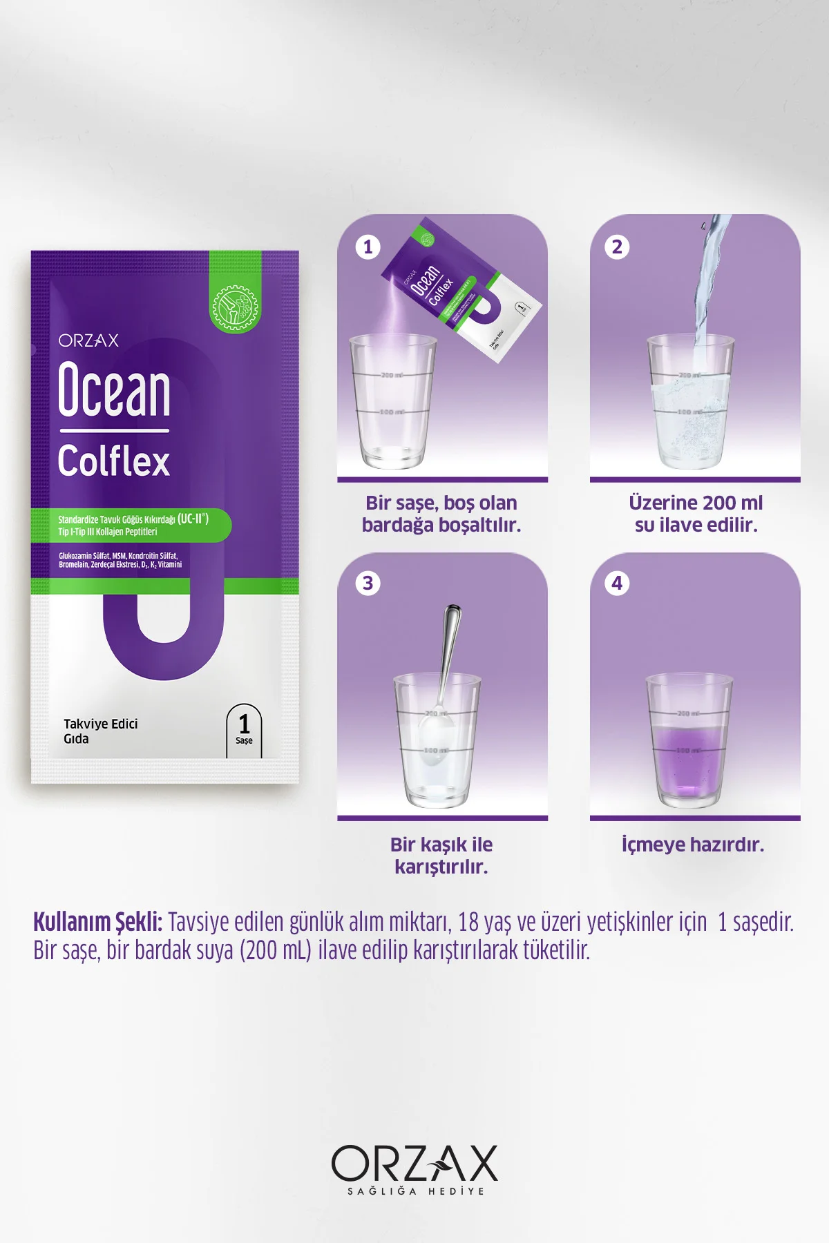 Ocean Colflex Standardize Tavuk Göğsü Kıkırdağı ( UC-II ) 30 Saşe