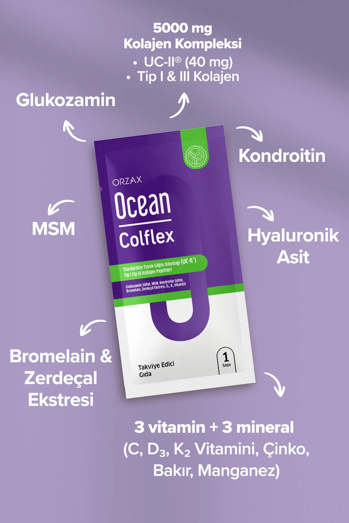Ocean Colflex Standardize Tavuk Göğsü Kıkırdağı ( UC-II ) 30 Saşe