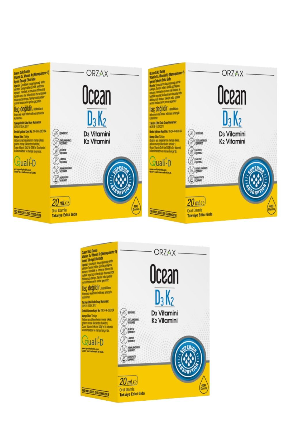Ocean D3K2 20 ml Damla x 3 Adet Ocean D3K2 20 ml Damla x 3 Adet