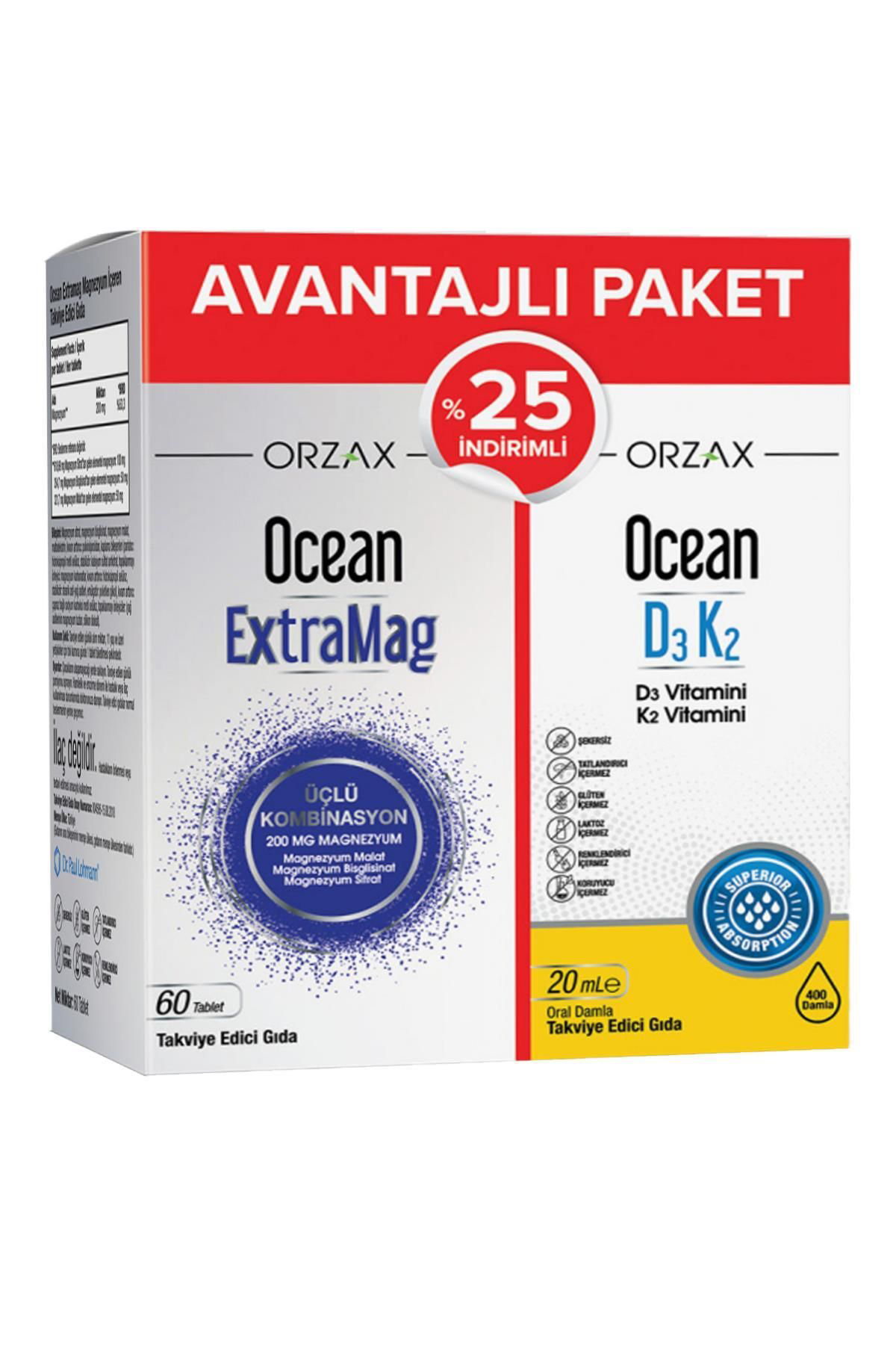 Orzax Ocean Extramag 60 Tablet + Ocean D3 K2 20 Ml %25 Kofre
