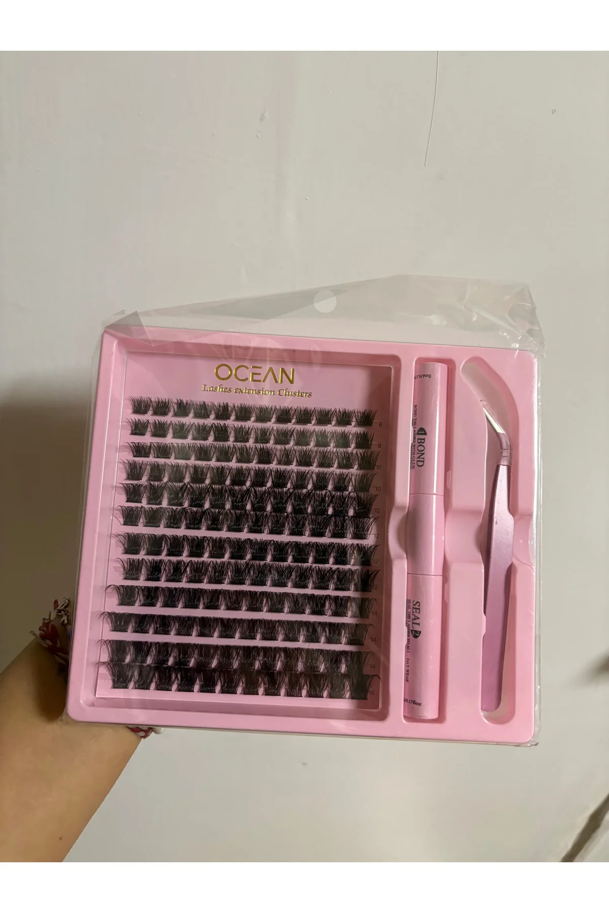 Ocean İpek Kirpik Cluster Seti 8-14 mm Bond & Seal Yapıştırıcı ve Cımbız Dahil