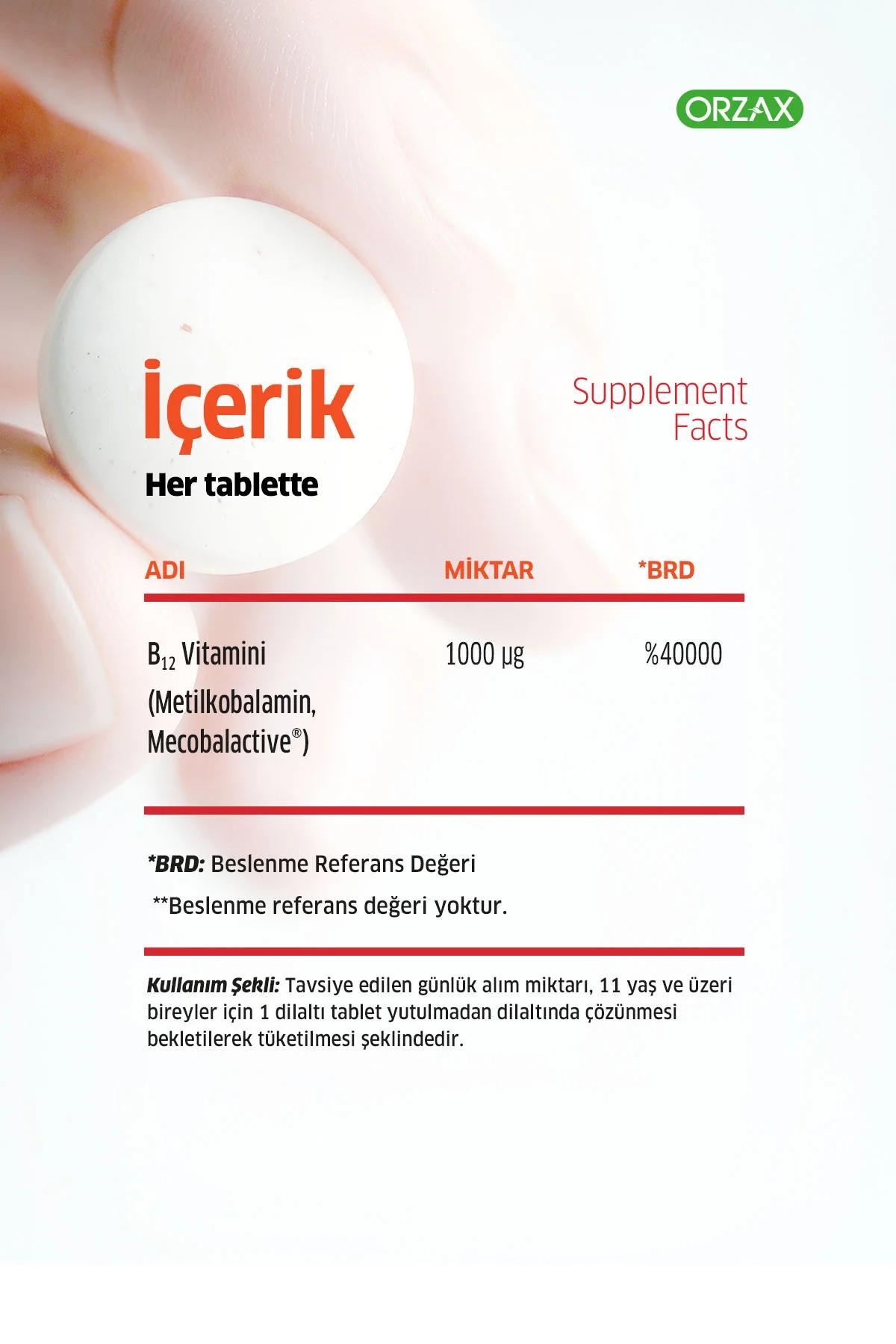 Ocean Methyl B12 Metil B12 1000 µg Dilaltı Tablet Takviye Edici Gıda - Görsel 5
