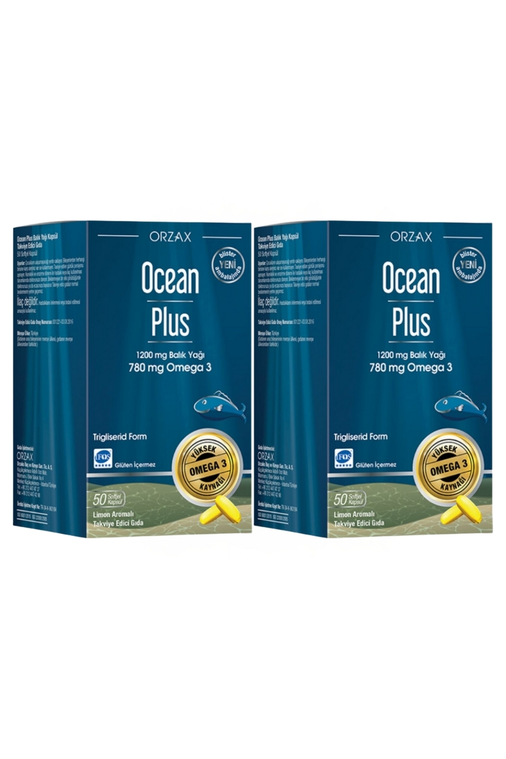 Ocean Plus 1200 Mg Balık Yağı 50 Kapsül X 2 Adet Ocean Plus 1200 Mg Balık Yağı 50 Kapsül X 2 Adet