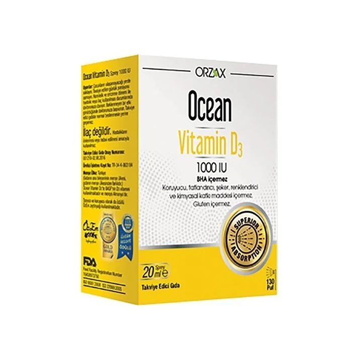 Ocean Vitamin D3 1000 IU Sprey 20ml Fiyatı, Yorumları ve Özellikleri